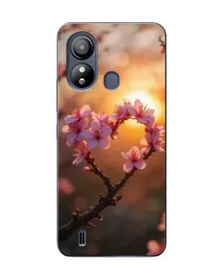 Чохол для ZTE Blade L220 з картинкою «Рожевий цвіт  сердечко на тлі заходу»