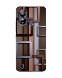 Чохол для ZTE Blade L220 з картинкою «Коричневі об'ємні квадрати»