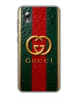 Чехол для ZTE Blade L8 с картинкой «Gucci — фирменная полоса и золото»