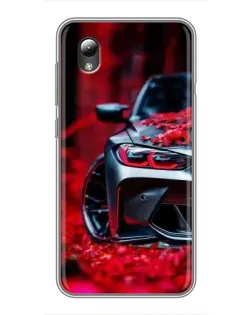 Чохол для ZTE Blade L8 з картинкою «Спортивна BMW та квіти»