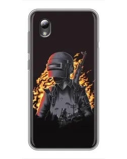 Чехол для ZTE Blade L8 с картинкой «PUBG — огненный силуэт»