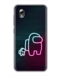 Чехол для ZTE Blade L8 с картинкой «Among Us неон-арт»
