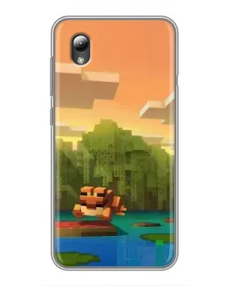 Чехол для ZTE Blade L8 с картинкой «Майнкрафт закат солнца»
