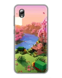 Чехол для ZTE Blade L8 с картинкой «Розовое дерево Minecraft»