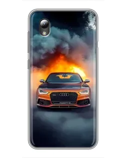 Чохол для ZTE Blade L8 з картинкою «Audi у вогняному диму»