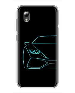 Чохол для ZTE Blade L8 з картинкою «Блакитний силует Lamborghini»