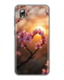 Чехол для ZTE Blade L8 с картинкой «Розовый цвет сердце на фоне заката» Чехол для ZTE Blade L8 с картинкой «Розовый цвет сердце на фоне заката»
