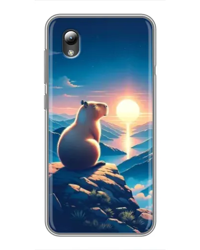 Чехол для ZTE Blade L8 с картинкой «Закат солнца с капибарой»