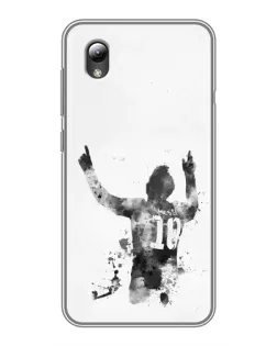 Чехол для ZTE Blade L8 с картинкой «Черно-белый силуэт Месси»
