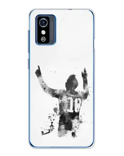 Чехол для ZTE Blade L9 с картинкой «Черно-белый силуэт Месси»
