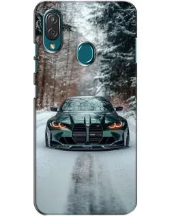 Чехол для ZTE Blade V10 Vita с картинкой «BMW в зимнем лесу»
