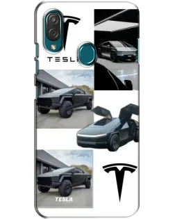Чехол для ZTE Blade V10 Vita с картинкой «Коллаж Cybertruck Tesla»