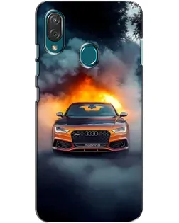 Чехол для ZTE Blade V10 Vita с картинкой «Audi в огненном дыму»
