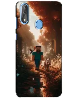 Чехол для ZTE Blade V10 с картинкой «Стив в лесу»