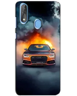 Чохол для ZTE Blade V10 з картинкою «Audi у вогняному диму»