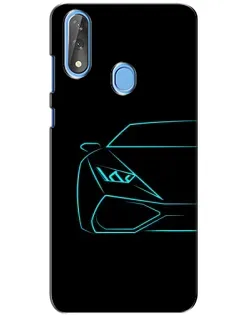 Чохол для ZTE Blade V10 з картинкою «Блакитний силует Lamborghini»