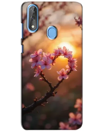 Чехол для ZTE Blade V10 с картинкой «Розовый цвет сердце на фоне заката»