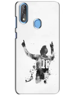 Чехол для ZTE Blade V10 с картинкой «Черно-белый силуэт Месси»