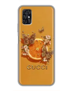 Чехол для ZTE Blade V2020 Smart с картинкой «Gucci — золотые бабочки»