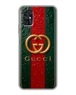 Чехол для ZTE Blade V2020 Smart с картинкой «Gucci — фирменная полоса и золото»