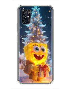 Чехол для ZTE Blade V2020 Smart с картинкой «Рождественский Спанч Боб»
