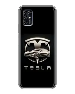 Чохол для ZTE Blade V2020 Smart з картинкою «Tesla — срібне авто»