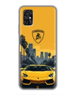 Чохол для ZTE Blade V2020 Smart з картинкою «Жовтий Lamborghini місто»