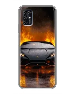 Чохол для ZTE Blade V2020 Smart з картинкою «Lamborghini у вогні»
