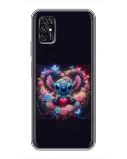 Чехол для ZTE Blade V2020 Smart с картинкой «Stitch в цветах»