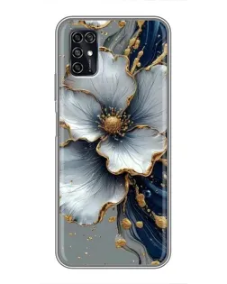 Чехол для ZTE Blade V2020 Smart с картинкой «Белый цветок и золотой флюид»