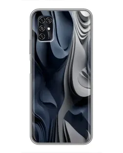 Чехол для ZTE Blade V2020 Smart с картинкой «Объемные синие складки»