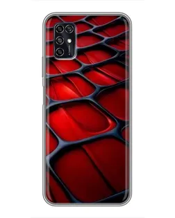 Чехол для ZTE Blade V2020 Smart с картинкой «Красная глянцевая сетка»