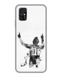 Чохол для ZTE Blade V2020 Smart з картинкою «Чорно-білий силует Мессі»