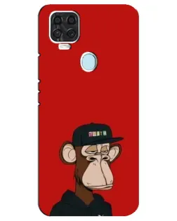 Чехол для ZTE Blade V2020 с картинкой «Bored Ape — красный фон»