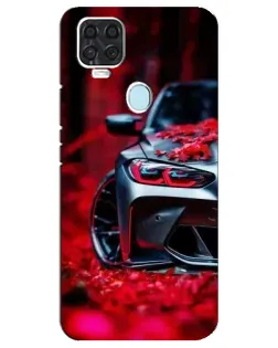 Чехол для ZTE Blade V2020 с картинкой «Спортивная BMW и цветы»