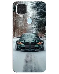 Чехол для ZTE Blade V2020 с картинкой «BMW в зимнем лесу»