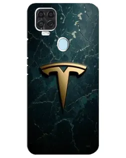 Чехол для ZTE Blade V2020 с картинкой «Мраморная Tesla Gold»