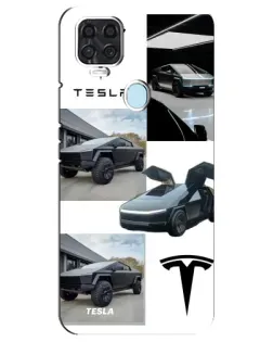 Чехол для ZTE Blade V2020 с картинкой «Коллаж Cybertruck Tesla»