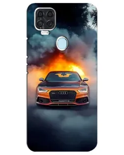 Чехол для ZTE Blade V2020 с картинкой «Audi в огненном дыму»