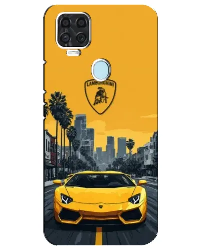 Чехол для ZTE Blade V2020 с картинкой «Желтый Lamborghini город»