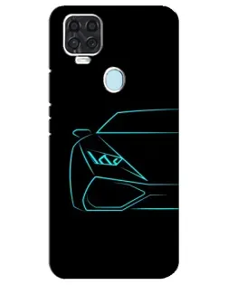 Чехол для ZTE Blade V2020 с картинкой «Голубой силуэт Lamborghini»