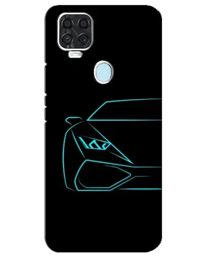 Чехол для ZTE Blade V2020 с картинкой «Голубой силуэт Lamborghini»