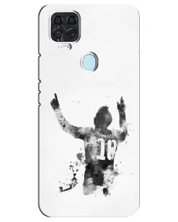 Чехол для ZTE Blade V2020 с картинкой «Черно-белый силуэт Месси»
