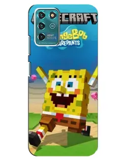 Чохол для ZTE Blade V30 Vita з картинкою «Губка Боб Minecraft»
