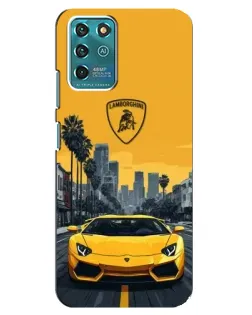 Чехол для ZTE Blade V30 Vita с картинкой «Желтый Lamborghini город»