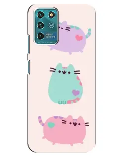 Чохол для ZTE Blade V30 Vita з картинкою «Pusheen тріо»