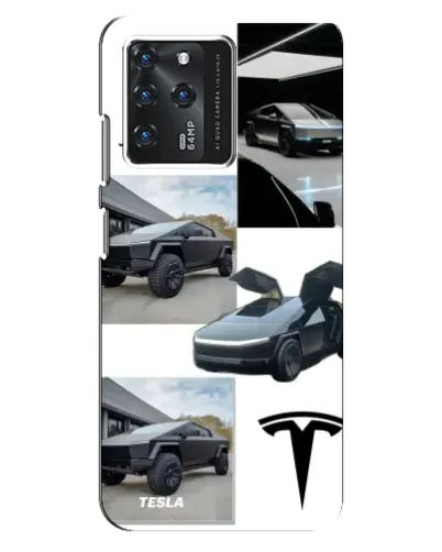 Чехол для ZTE Blade V30 с картинкой «Коллаж Cybertruck Tesla»