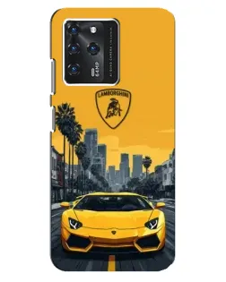 Чехол для ZTE Blade V30 с картинкой «Желтый Lamborghini город»