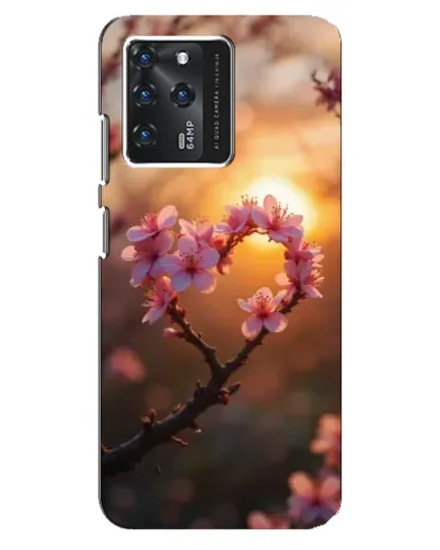 Чохол для ZTE Blade V30 з картинкою «Рожевий цвіт  сердечко на тлі заходу»