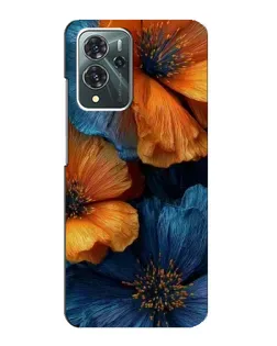 Чохол для ZTE Blade V40 Pro з картинкою «Яскрава синьо-помаранчева флора»